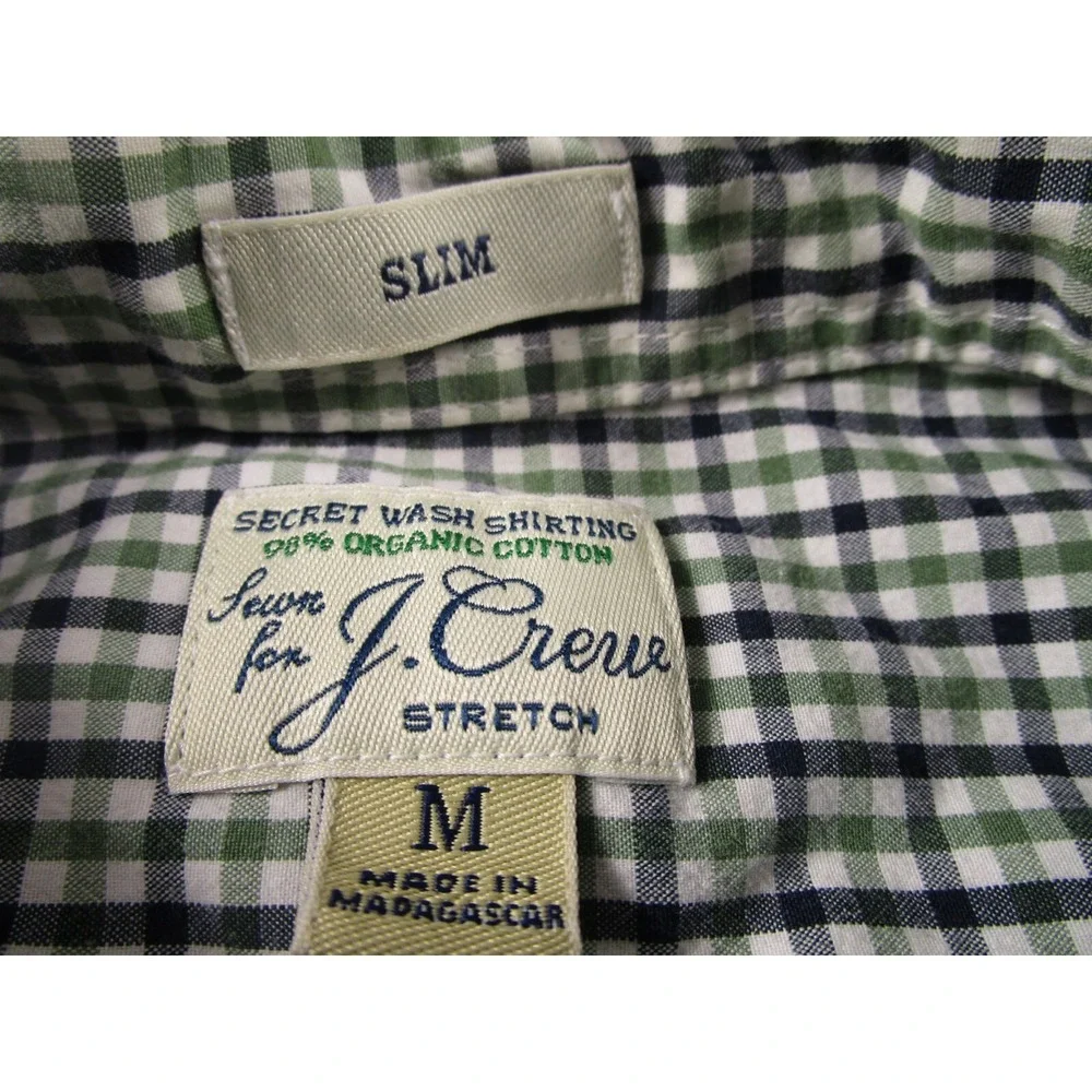 J Crew Shirt Mens‎ Medium Green Checked Preppy Casual Button Up Cotton